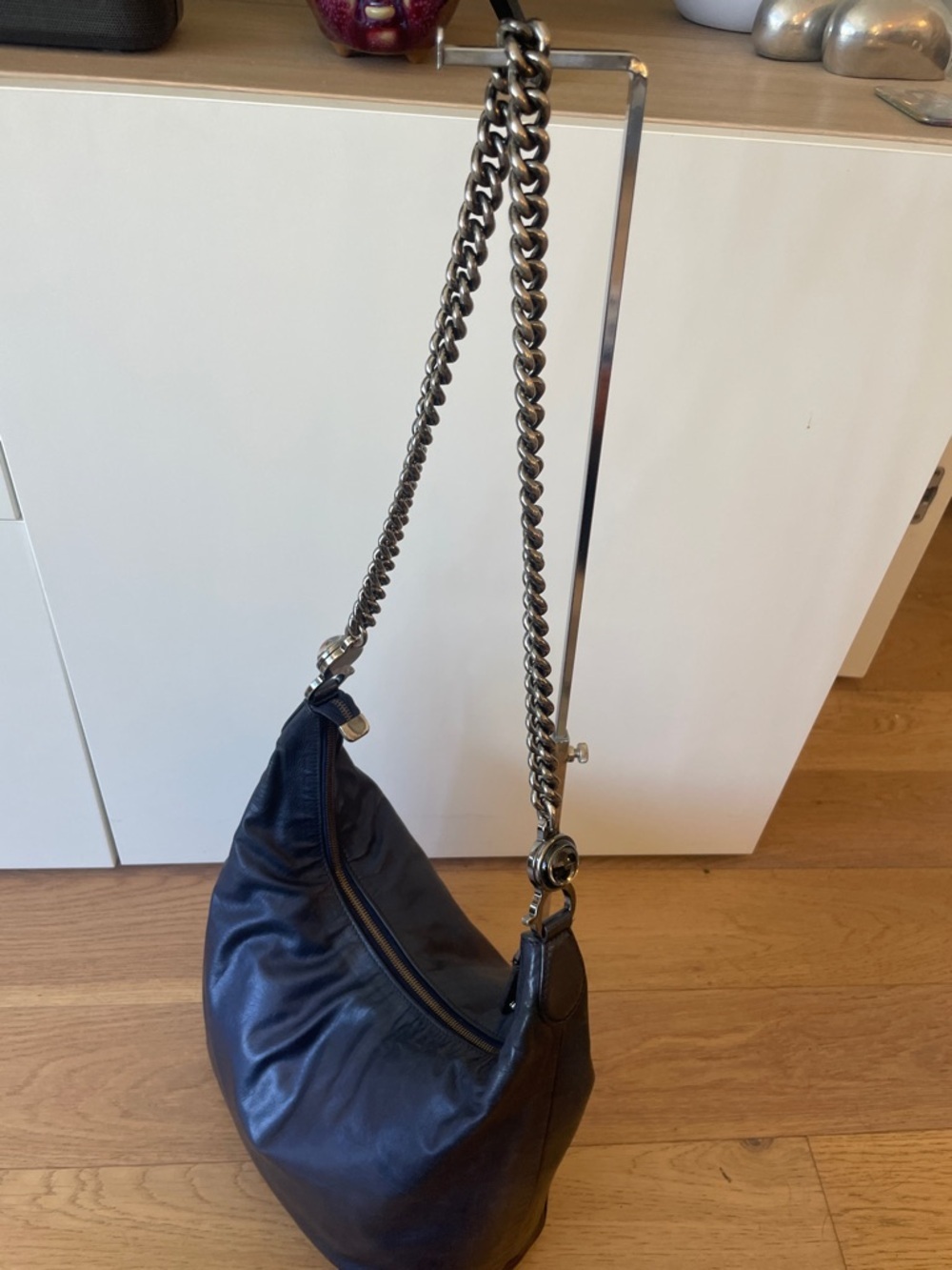 Gucci Blue Leather Chain Shoulder Bag | Large Hobo GG Hardware - Picture 6 of 14
